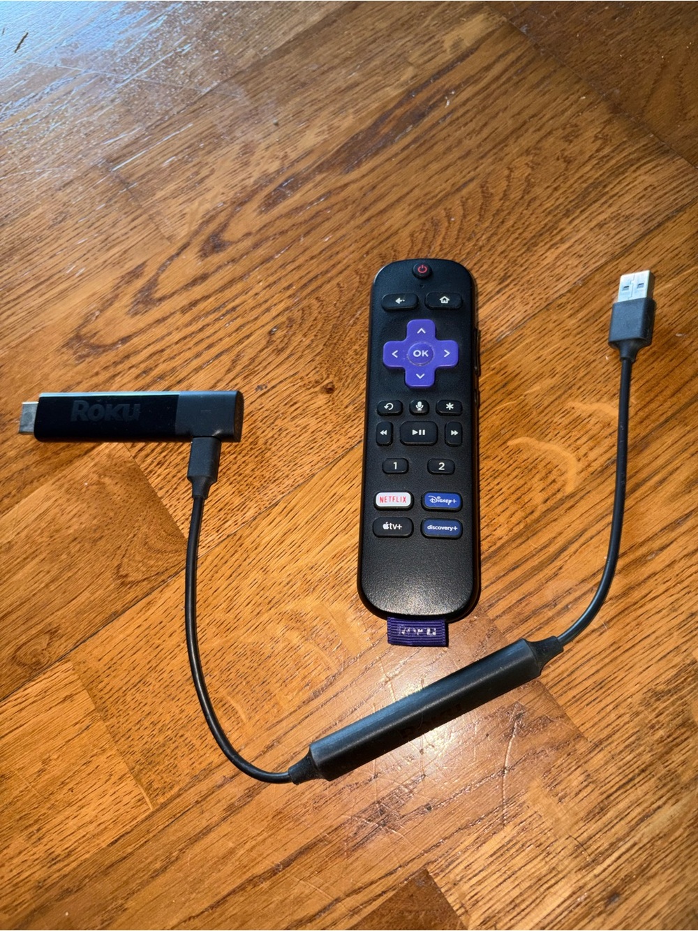 Roku streaming stick.